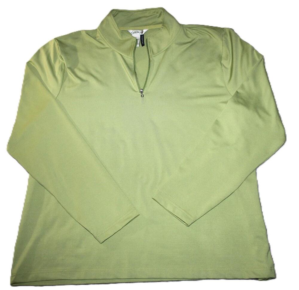 Orvis Pullover Womens XL Green Passport 1/4 Zip Mock Neck Long Sleeve Stretch